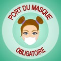 Port du masque obligatoire. Translation: `Wearing mask is mandatory`.